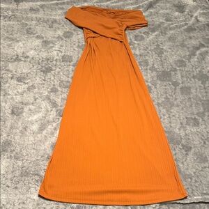Elegant Orange Off-Shoulder Dress